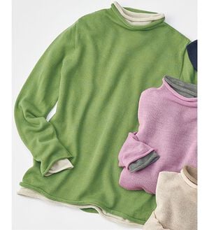 BELLUNA（ベルーナ）の「＜日本製＞ホールガーメント２枚重ね着プルオーバー（ニット・セーター）」｜オリーブ