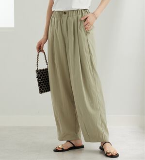 BELLUNA（ベルーナ）の「ビンテージ調タックワイドパンツ（ワイドパンツ・ガウチョ）」｜ライトグリーン