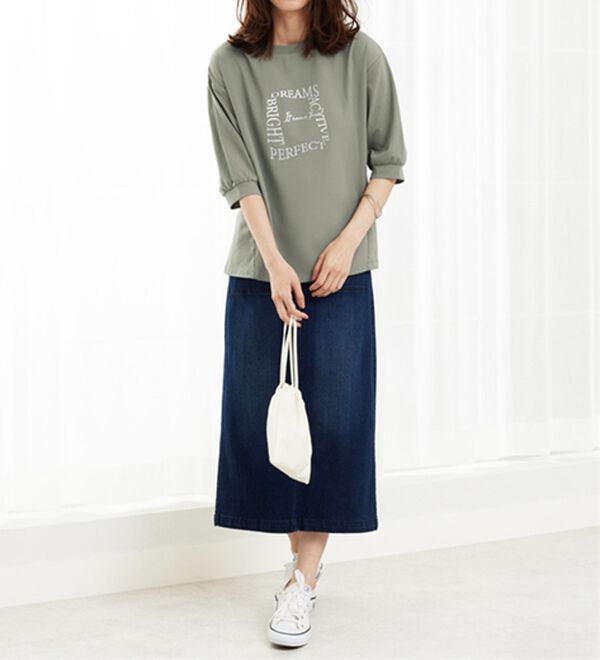 BELLUNA（ベルーナ）の「異素材使いロゴデザインプルオーバー（カットソー）」｜詳細画像