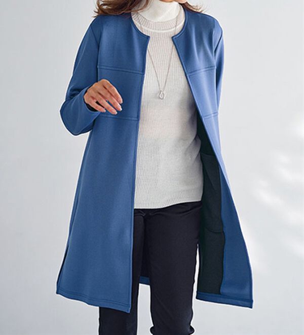 BELLUNA（ベルーナ）の「なめらかテンセル（ＴＭ）繊維混配色ノーカラーコーディガン（その他カーディガン）」｜ブルー系