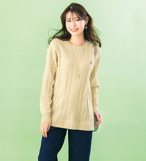 ルフラン（ルフラン）の「【２色組】〔ａ・Ａ・Ｐ〕編地デザインニット（ニット・セーター）」｜詳細画像