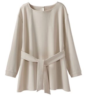 BELLUNA（ベルーナ）の「そのままリラックスリボンデザインブラウス（ブラウス）」｜グレージュ