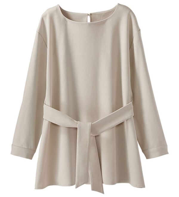 BELLUNA（ベルーナ）の「そのままリラックスリボンデザインブラウス（ブラウス）」｜グレージュ