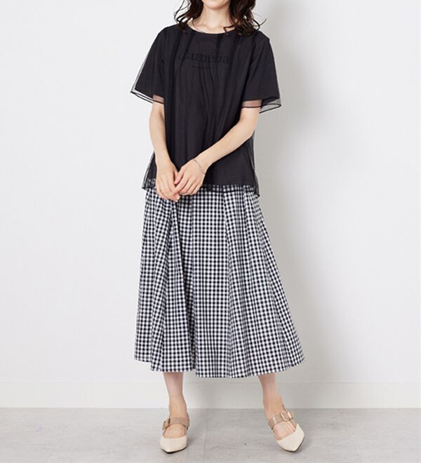 BELLUNA（ベルーナ）の「チュール重ねロゴプリントプルオーバー（カットソー）」｜詳細画像