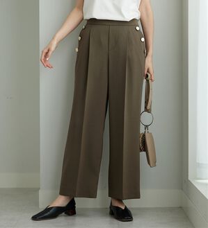 BELLUNA（ベルーナ）の「メランジストレッチ素材ワイドパンツ（ワイドパンツ・ガウチョ）」｜モカ