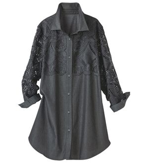 BELLUNA（ベルーナ）の「レース切替デニム調素材ブラウス（ブラウス）」｜詳細画像