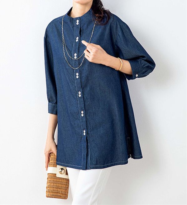 ルフラン（ルフラン）の「【２色組】ボトルネック夏素材ブラウス（ブラウス）」｜詳細画像