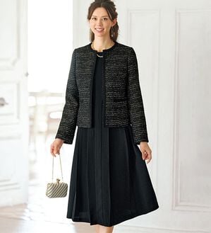 BELLUNA（ベルーナ）の「ラメ入りツイードジャケットワンピースアンサンブル（ワンピースセットスーツ）」｜詳細画像