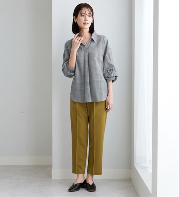 BELLUNA（ベルーナ）の「【新色追加】袖タックデザインスキッパーシャツ（シャツ）」｜詳細画像