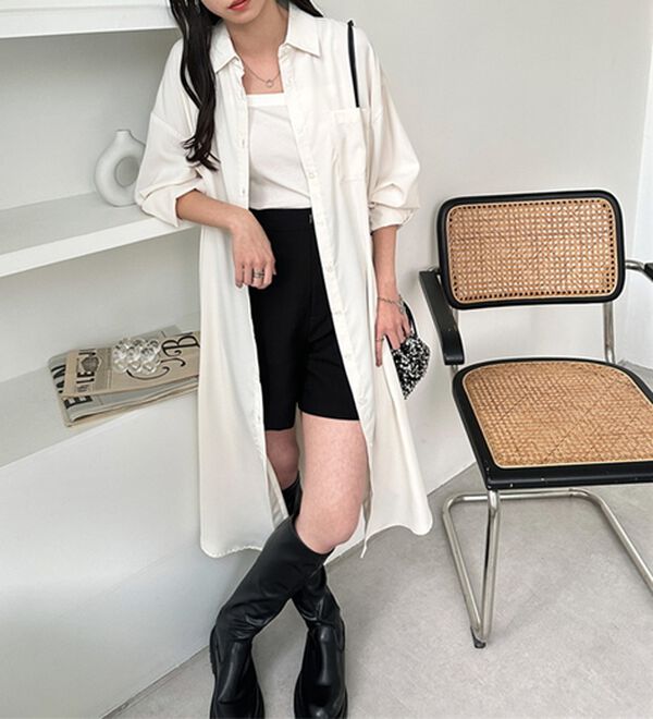 GeeRA（ジーラ）の「スリット入りロングシャツワンピース（シャツワンピース）」｜詳細画像