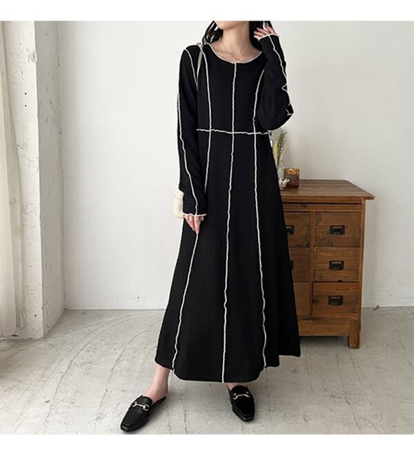 GeeRA（ジーラ）の「配色メローワンピース（カットソーワンピース）」｜詳細画像