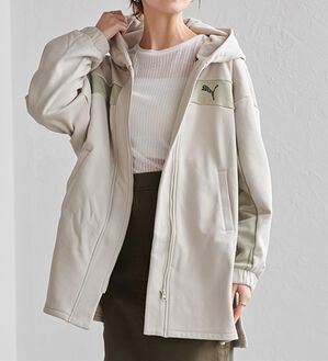 RANAN（ラナン）の「＜ｐｕｍａ＞ワンライン　フリースフーディ（ハーフコート）」｜ライトベージュ