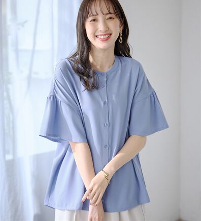 alotta（アロッタ）の「バンドカラーフレアー袖ブラウス（ブラウス）」