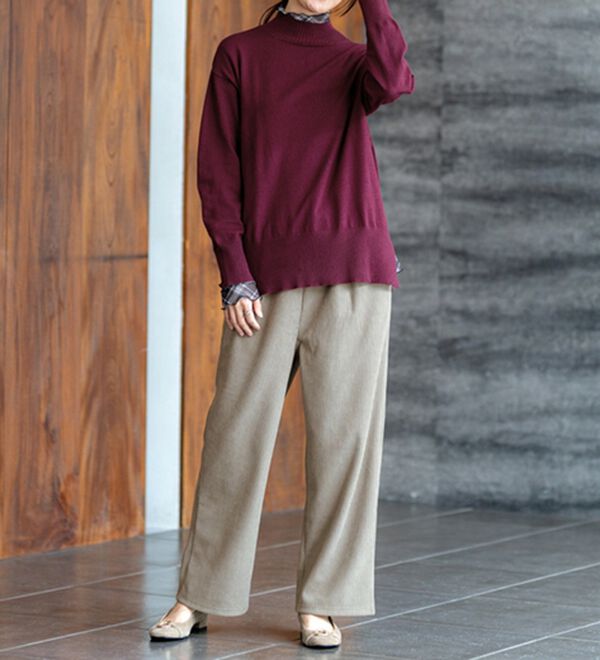 BELLUNA（ベルーナ）の「なめらかコーデュロイワイドパンツ（ワイドパンツ・ガウチョ）」｜詳細画像
