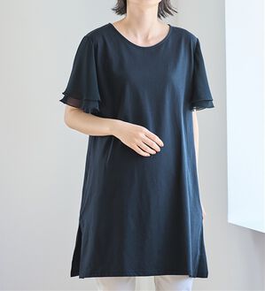 Viola e Viola（ヴィオラ エ ヴィオラ）の「【５つの機能付】ひんやり！袖シフォンゆるチュニック（チュニック）」｜ネイビー