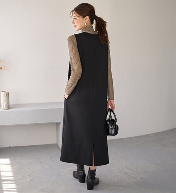 BELLUNA（ベルーナ）の「【選べる丈】シュッと体型カバー！ジャストフィットらくらくジャンパースカート（ジャンパースカート）」｜詳細画像