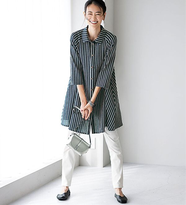 BELLUNA（ベルーナ）の「体型カバーワッシャー素材チュニックワンピース（チュニックワンピース）」｜詳細画像