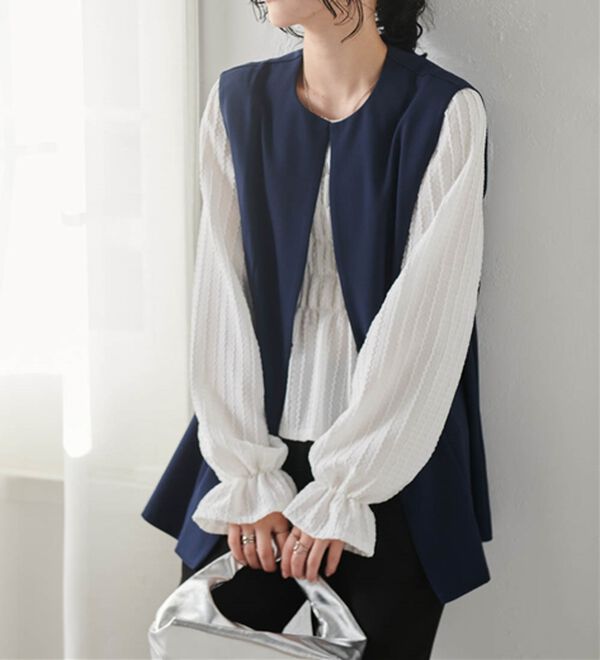 RANAN（ラナン）の「機能付！麻調素材ペプラムジレベスト（ジレ）」｜詳細画像