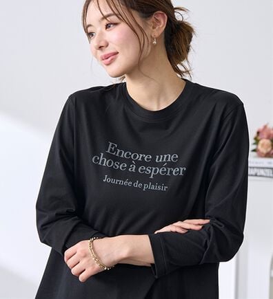 BELLUNA（ベルーナ）の「綿１００％素材フロッキーロゴ長袖Ｔシャツ（Tシャツ）」