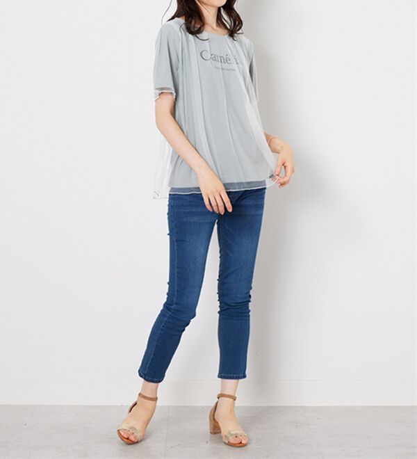 BELLUNA（ベルーナ）の「チュール重ねロゴプリントプルオーバー（カットソー）」｜詳細画像