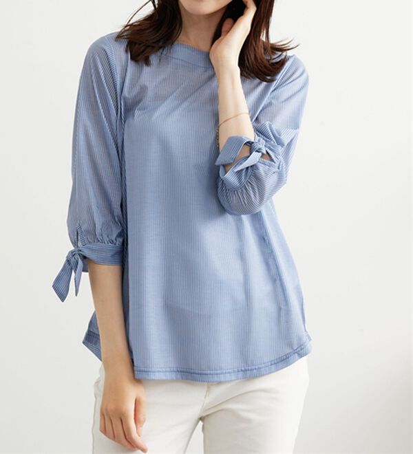 BELLUNA（ベルーナ）の「【2点セット】ストライプシャツ&times;ベストアンサンブル（アンサンブル）」｜詳細画像