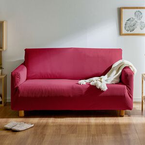 iellio（イエリオ）の「ぴったりフィット！ワッフルソファカバー＜伸縮・取付簡単・洗える・ソファーカバー・１人掛・２人掛・３人掛＞（ソファーカバー）」｜ワイン