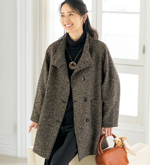 ルフラン（ルフラン）の「ウール調ヘリンボーン柄コート（ロングコート）」｜詳細画像