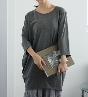 A HAPPY MARILYN（アハッピーマリリン）の「【Ｍ～８Ｌ】選べる袖！コク－ンシルエットチュニック（チュニック）」｜杢チャコール