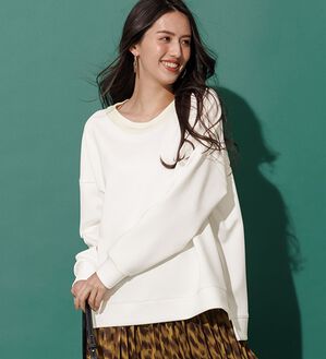 RANAN（ラナン）の「＜ＨＳ＞編立衿ポイントきれいめスウェット（カットソー）」｜オフホワイト