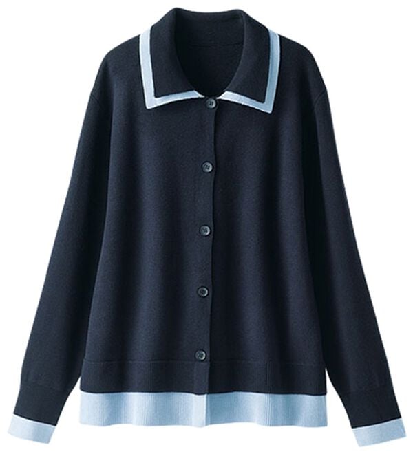 BELLUNA（ベルーナ）の「配色衿デザインニットカーディガン（ニットカーディガン）」｜詳細画像