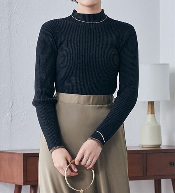 RANAN（ラナン）の「もちもちリブパイピングハイネックニット（ニット・セーター）」｜詳細画像