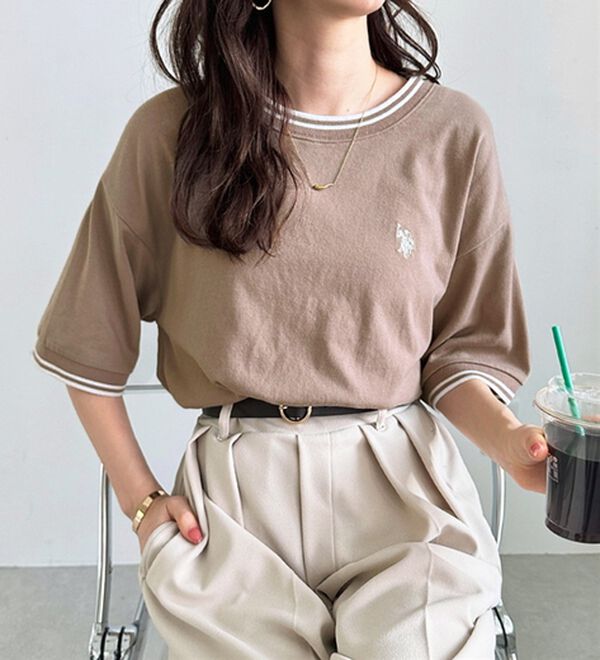 GeeRA（ジーラ）の「【ＵＳ．ＰＯＬＯ．ＡＳＳＮ】ライン配色Ｔシャツ（Tシャツ）」｜詳細画像