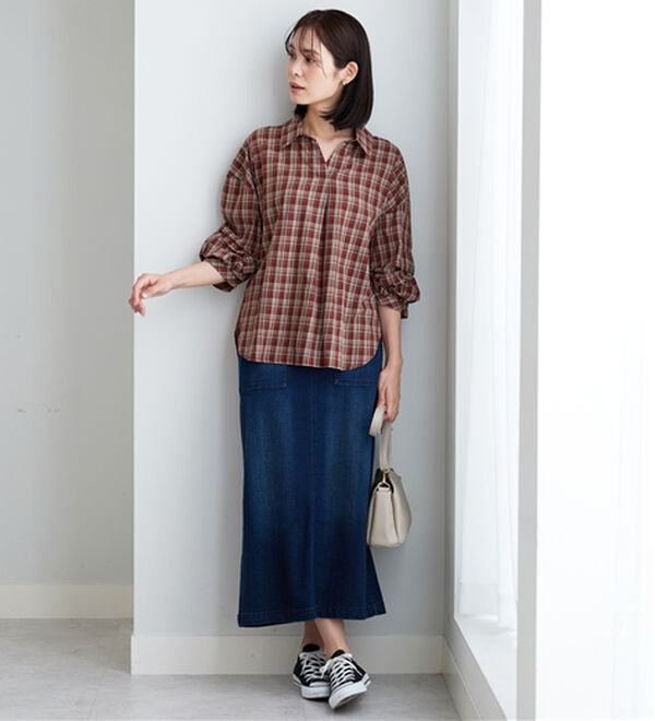 BELLUNA（ベルーナ）の「【新色追加】袖タックデザインスキッパーシャツ（シャツ）」｜詳細画像