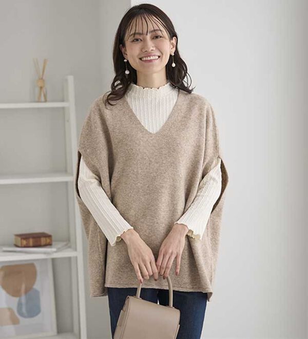 BELLUNA（ベルーナ）の「インナーに合わせるウール入りニットベスト（ベスト）」｜詳細画像