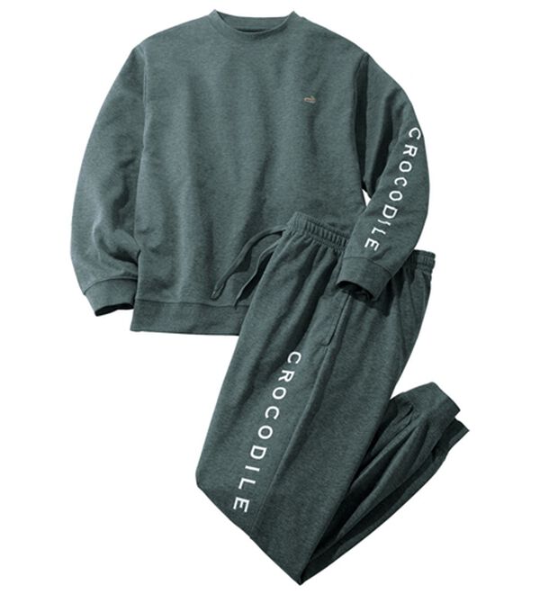 「＜クロコダイル＞リカバリーウェア上下セット（メンズルームウェア）」｜杢グレー
