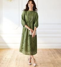 BELLUNA（ベルーナ）の「ジャカードレース素材ハイネックデザインワンピース（その他ワンピース）」