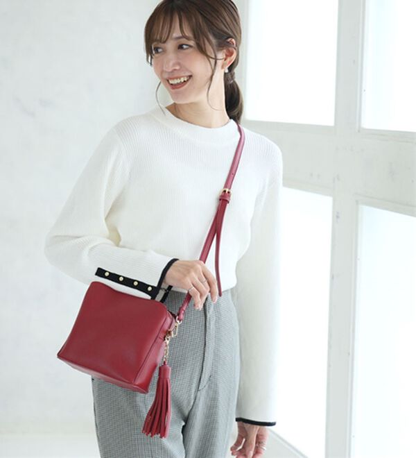 A HAPPY MARILYN（アハッピーマリリン）の「【Ｌ～８Ｌ】フィットしすぎない！もっちりリブ 配色美人着回し 袖ボタンニット（ニット・セーター）」｜詳細画像