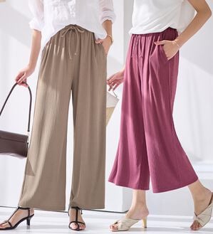 alotta（アロッタ）の「【選べる丈】のびのびストレッチリブワイドパンツ（クロップドパンツ）」｜詳細画像