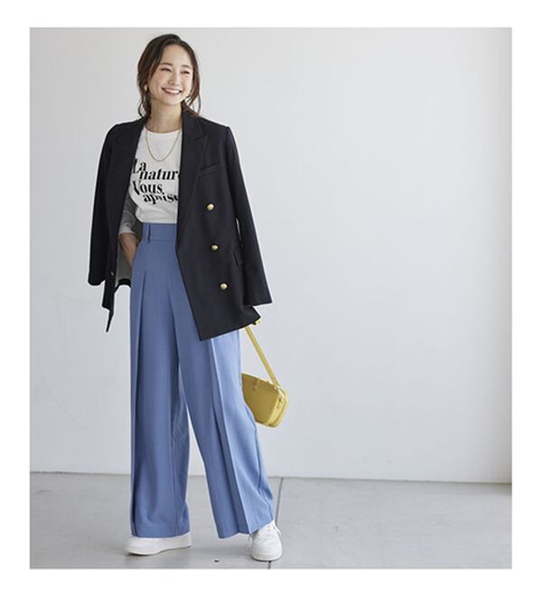 BELLUNA（ベルーナ）の「リネンライクタックワイドパンツ（ワイドパンツ・ガウチョ）」｜詳細画像