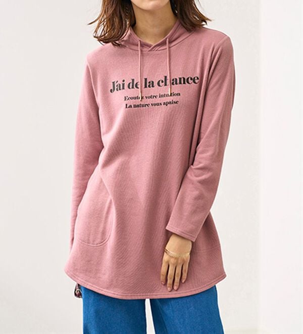 BELLUNA（ベルーナ）の「衿デザイン裏起毛ロゴチュニック（チュニック）」｜詳細画像