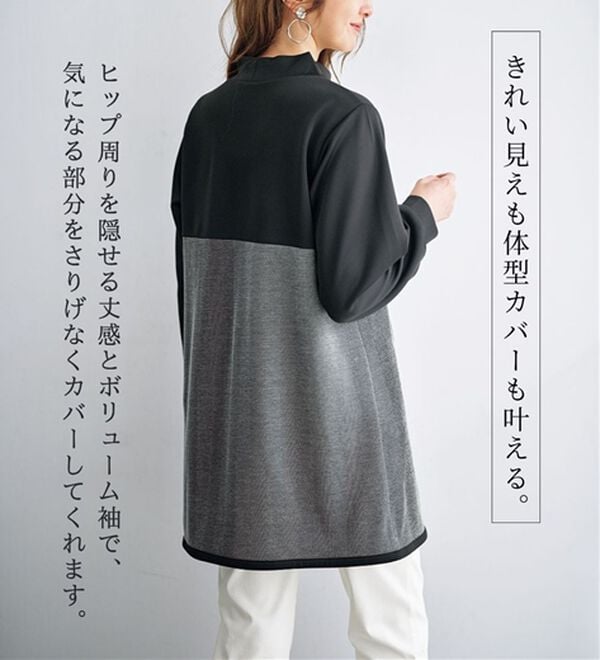 BELLUNA（ベルーナ）の「ヘリンボーン柄切替チュニック（チュニック）」｜詳細画像