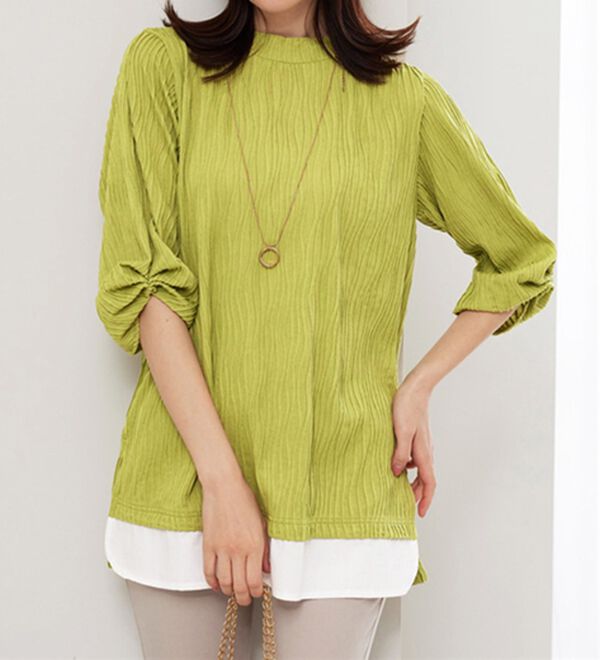 BELLUNA（ベルーナ）の「裾切替波柄ジャカード素材プルオーバー（カットソー）」｜詳細画像