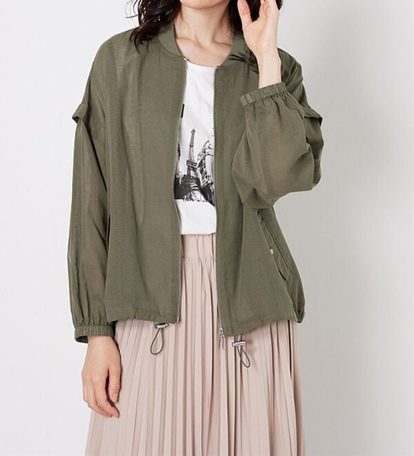 BELLUNA（ベルーナ）の「麻調素材リブ使いシアーブルゾンジャケット（ブルゾン）」｜詳細画像