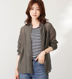 BELLUNA（ベルーナ）の「ほどよい透け感！シアー楊柳エアリーシャツ（シャツ）」｜ブラウン