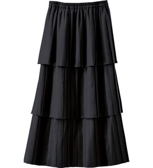 BELLUNA（ベルーナ）の「アシメデザインプリーツスカート（ロングスカート）」｜黒