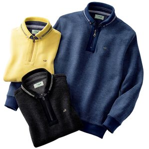 「＜クロコダイル＞裏起毛ジップ衿トレーナー（メンズトレーナー）」｜詳細画像