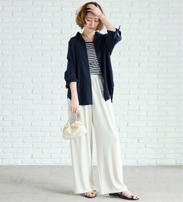 BELLUNA（ベルーナ）の「【吸水速乾】イージーケア！袖リボンシャツチュニック（チュニック）」｜詳細画像