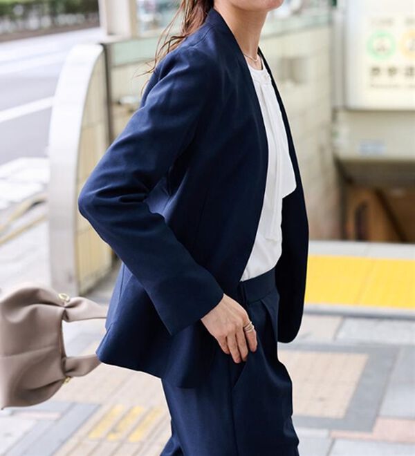 RANAN（ラナン）の「【選べる衿】洗える！春夏ロングシーズン着用可能ベーシック２点ライトスーツ（パンツスーツ）」｜詳細画像