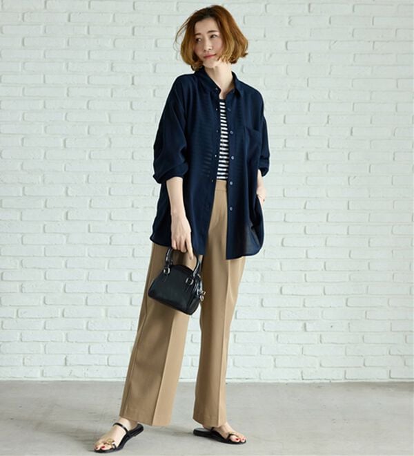 BELLUNA（ベルーナ）の「イージーケア！とろみ素材ビッグシャツ（シャツ）」｜詳細画像