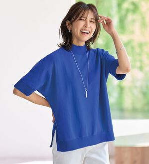 BELLUNA（ベルーナ）の「ガシガシ洗える！涼しげ夏用ドルマンニット（ニット・セーター）」｜ロイヤルブルー